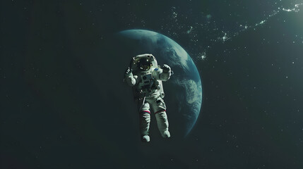 Obraz premium Astronaut at spacewalk. Cosmic art, science fiction wallpaper. The beauty of deep space. Billions of galaxies in the universe. 