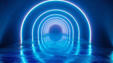 Abstract tunnel corridor with rays of light