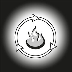 Circular arrow and flame symbol. Energy recycling concept. Vector illustration. EPS 10.