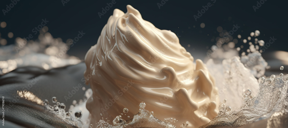 Wall mural splash wave of vanilla chocolate milk ice cream 79