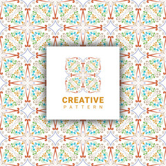 luxury white colorful embroidery seamless pattern with abstract tiles fabric textile style