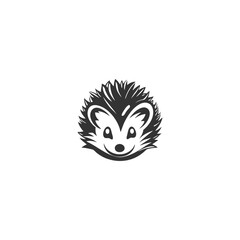 Black hedgehog silhouette.Forest animal vector icon.