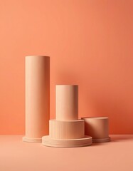 white podium on red background