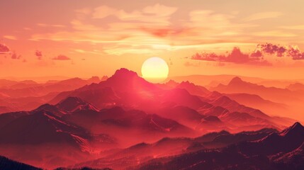 Mountain Range Sunset View