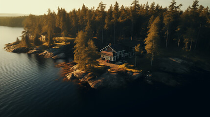  House near the lake and forest Ai generated drone footage 3