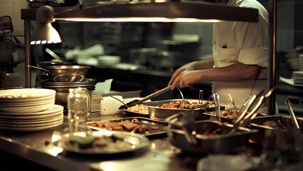 chef preparing food in the restaurant