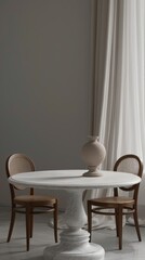 Boho Scandinavian Interior Style with Chair and Table. Social media faceless digital content marketing. Aesthetic and editorial. Dark and moody aesthetic Instagram and Pinterest.