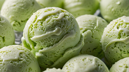 Fototapeta premium Close-up texture of green ice cream, perfect for a refreshing summer treat.