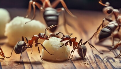 Group of ant eating together 