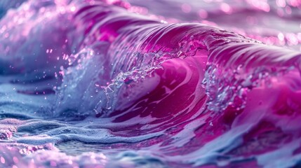 Purple and white ocean waves with pink flowers