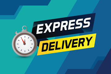 Express delivery word concept vector illustration with stopwatch style for use landing page, template, ui, web, mobile app, poster, banner, flyer, background, gift card, coupon, label

