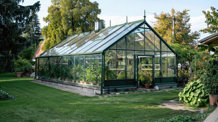A greenhouse with many plants inside