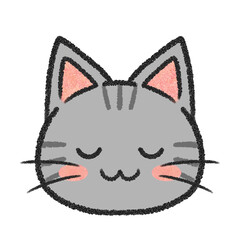 寝ているサバトラねこの顔のイラスト