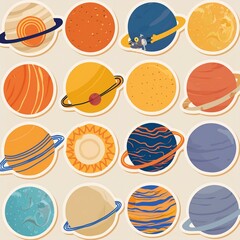 A collection of planetary orbits cosmos stickers