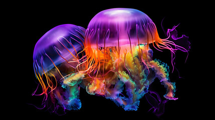Vivid color jellyfish twin