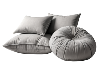 Image of Decorative Grey Pillows: A Symbol of Warmth and Comfort isolated on transparent background PNG file
