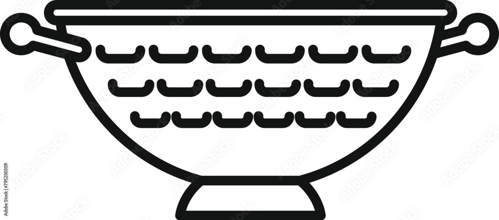 Wall mural colander icon outline vector. cook accessory. handle metal tool