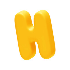 letter H. letter sign yellow color. Realistic 3d design in cartoon style. Isolated on white background. vector illustration