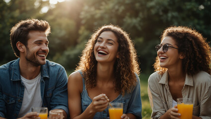 friends having fun in the park