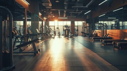 A club or fitness area for exercise or exercise. modern interior background or building facilities