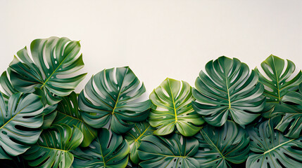 Tropical Monstera Leaves, Creative Flat Lay for Nature-Inspired Botanical Designs