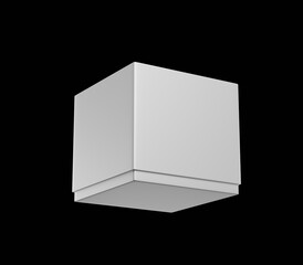 White Rectangular Box, Light Candle Box with wax candle in packaging, 3d Rendered isolated on black background