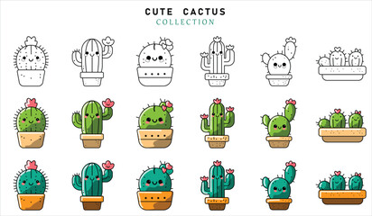 cute cactus vector collection, cactus set, design elements