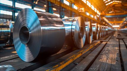 Aluminum rolls in industrial setting