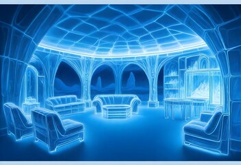 Sketch lines a detailed 8k vision of an ice hotel