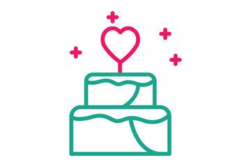 wedding cake icon. icon related wedding, party. line icon style. wedding element illustration