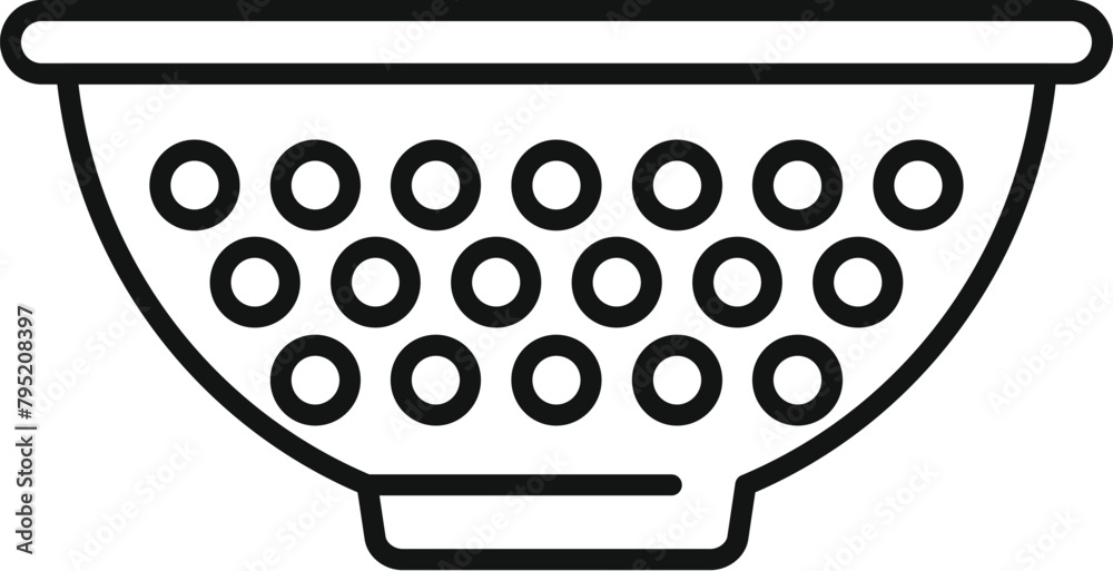 Poster kitchen colander tool icon outline vector. sieve bowl. metal dish drain