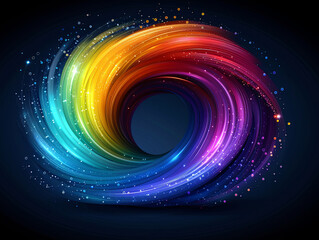A colorful swirl with a rainbow in the center