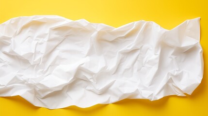 Crumpled white sheet placed on yellow background.