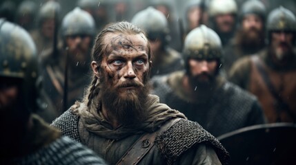 Fototapeta premium The advancing army of Viking warriors