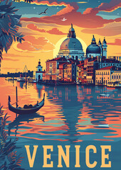 Venice poster with text VENICE in cinzel font - obrazy, fototapety, plakaty