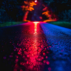 A blurry image of a road with a red line on it