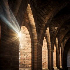 Architectural photographer capturing the intricate patterns of a historic brick building, focus on the texture and play of light