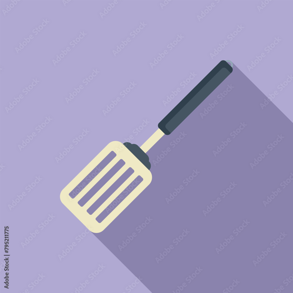 Poster cooking spatula tool icon flat vector. roast hole. preparing food