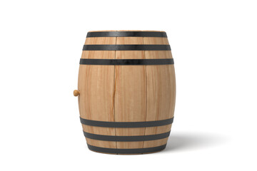 Wooden barrel on white background isolated