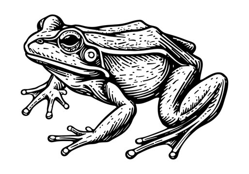 recommend clip art: frog engraving black and white outline