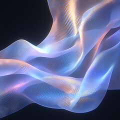 A Glimmering Rainbow Wave - An Ethereal 3D Rendered Fabric Sculpture for Design Inspiration