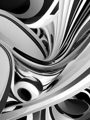 Abstract background with wavy black and white lines 