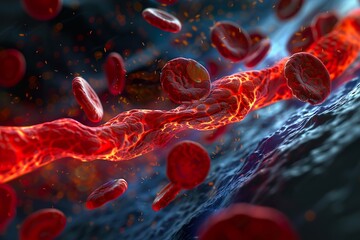 Fototapeta premium blood cells flowing through vein