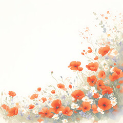 Stunning Poppy Watercolor Border - Perfect for Crafts and Print Materials