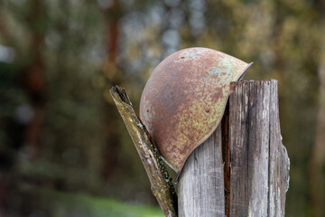 old rusty helmet