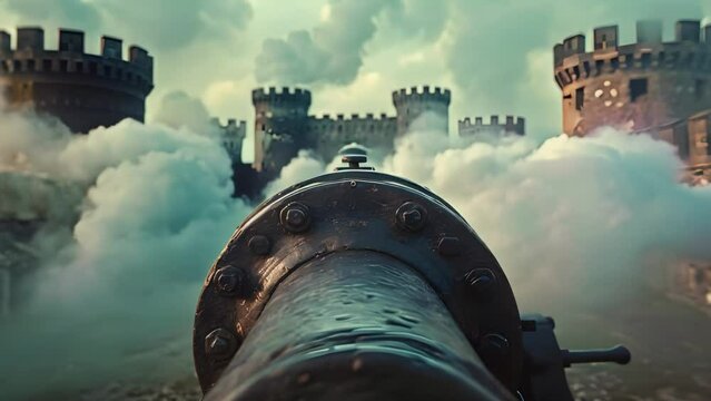 Guardians of the Past: Castles & Cannons Amidst the Mist. Concept Medieval History, Castle Architecture, Military Fortifications, War Tactics, Historical Reenactments