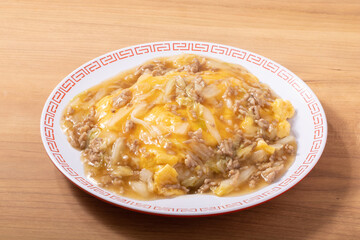 白菜とひき肉のたまごあんかけご飯