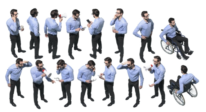 Businessman wearing  blue shirt collection poses - Powered by Adobe