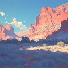 Awakening to a new day in a serene desert landscape under the warm glow of the sun.