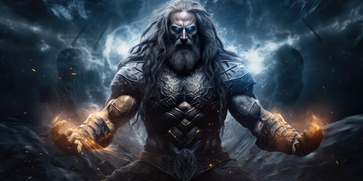 As the ruler of Mount Olympus, Zeus, the almighty ancient Greek god, exerts his authority with a thunderbolt in hand, guiding the destiny of mortals and immortals alike.